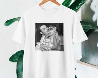 Freddie Merkur und sein Katzen-Foto-T-Shirt | Freddie Mercury Foto Top | Freddie Mercury Fans Geschenk |Queen Fans T-Shirt |Freddie Mercury Shirt