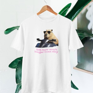 IDK How much longer I can slay T-shirt Slay T-shirt Funny top TikTok fans Capybara top Funny Capybara Slay T-shirt Funny t-shirt White