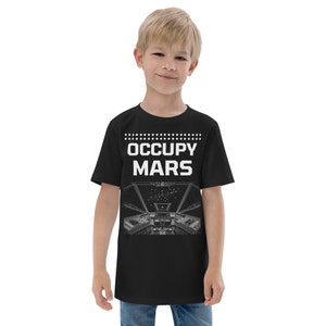 Occupy Mars T-shirt for Youth Occupy Mars Jersey T-Shirt for Kids Elon Musk Mars Shirt for Children Spaceship and Galaxy Starship Shirts