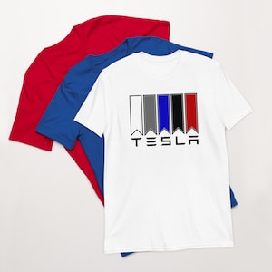テスラ 半袖 ユニセックス Tシャツ テスラ フューチャー Tシャツ エレクトリック ウェーブ シャツ メンズ テック シャツ S3XY モデル シャツ テスラ ストアフロント クリエイティブ Tシャツ