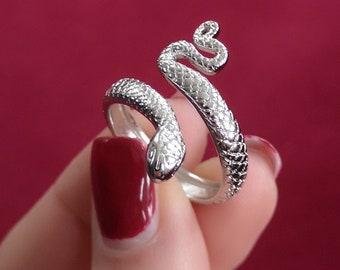 Women Silver Snake Ring • Gift For Mother • Gift For Her • Open Snake Ring • Dainty Snake Ring • Snake Wrap Ring • Serpent Jewelry Ring