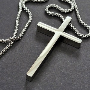 Mens Cross Necklace • Gift for Him • Large Cross Pendant Necklace • Silver color Cross Necklace • 5 cm Cross Necklace • Mens Jewelry
