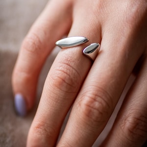 Wrap Ring Adjustable Chunky Ring Minimalist Trendy Style Abstract Geometric Wide Ring Bold Band Adjustable Ring Wide Ring - Gift For Her