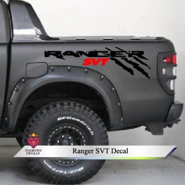 Ford F150 Raptor SVT Bed Side Outline Claw Scratch Graphics Decal Sticker Set – 32.5" X 11", Pair