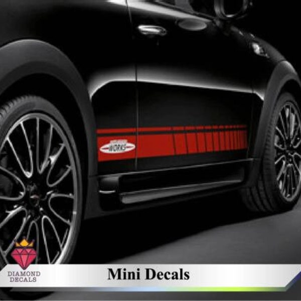 Fits Mini Cooper JCW Side Stripes Vinyl Graphics Both Sides Decals