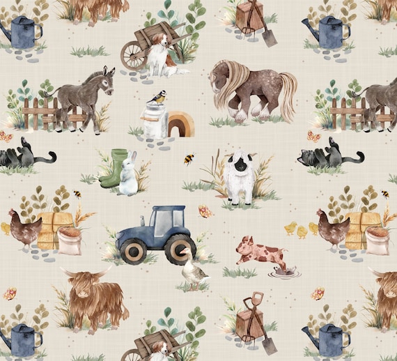 Bauernhof Beschichtete Baumwolle Tiere Beschichtete Baumwolle