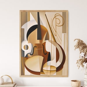 Abstract Violin Printable Oil Painting - Musical Instrument Artwork - Music Poster - Instant Digital Download to Print