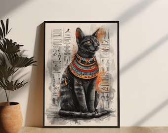 Bastet Cat Goddess Poster: Egyptian Mythological Art Print