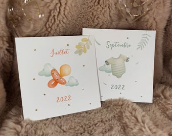 Carte annonce de grossesse, Bébé in coming, 2023, papa, mamie, papi, soeurs, frères
