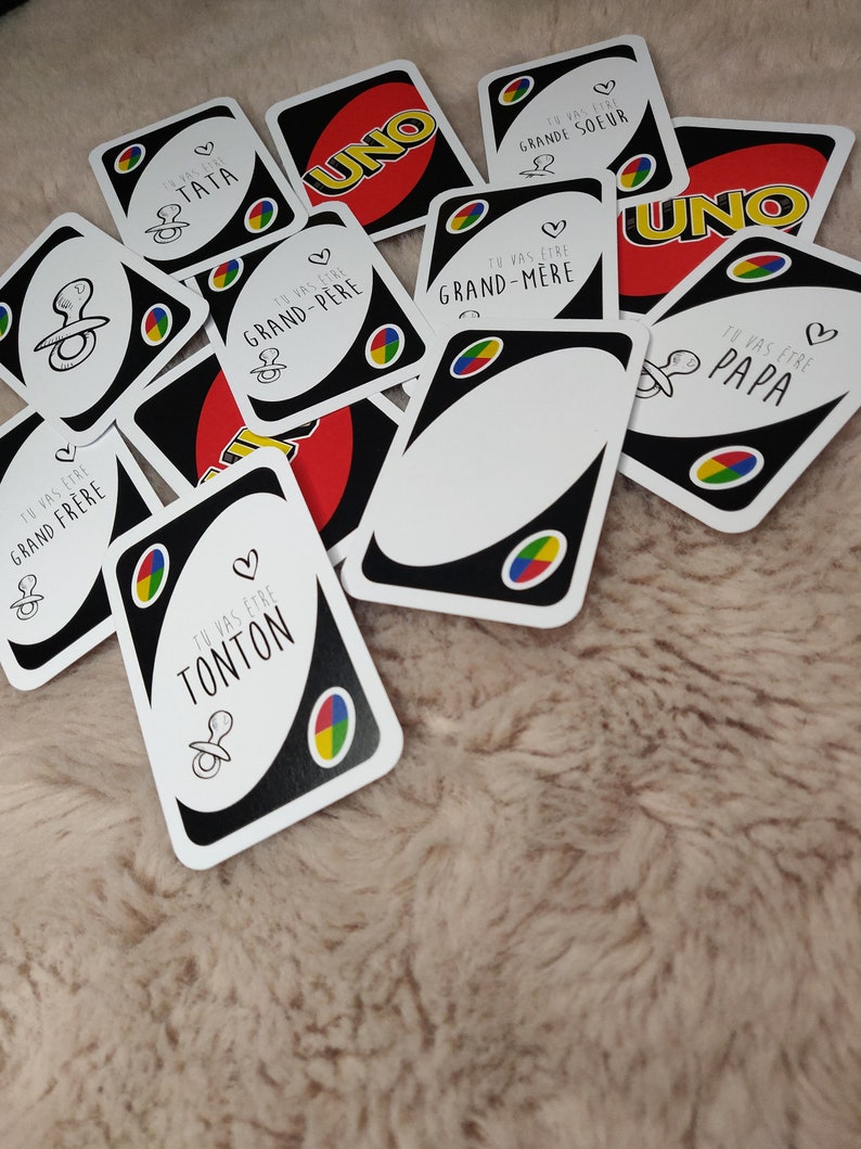 Carte annonce de grossesse UNO - annonce originale et ludique image 1