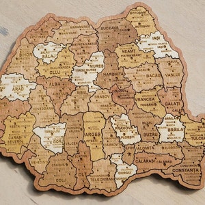 Rumänien Landkartenpuzzle, Puzzle harta Romaniei, Reisepuzzle aus Holz Rumänien Karte Geographie Puzzle Lernpuzzle