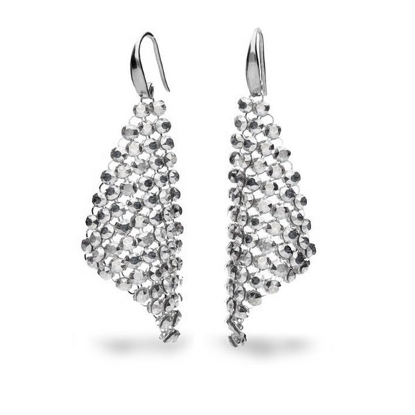 Swarovski Crystal Earrings | Sterling Silver Crystal Jewellery | Mesh Drop Earrings | Gifts for Her | Silver Earrings | Diamanté Earrings