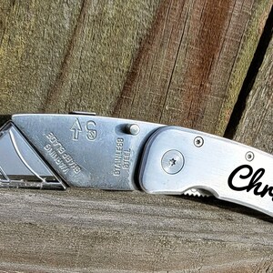 Personalized Folding Utility Knife - Custom Engraved Name or Message.
