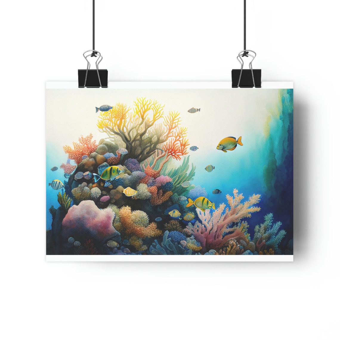 Underwater Coral Reef, Museum-quality Giclée Art Print, Watercolor ...
