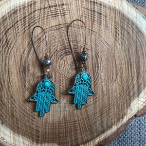 boho earrings KHAMSA patinated bronze