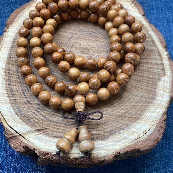 bracelet mala perles bois de santal 8 mm