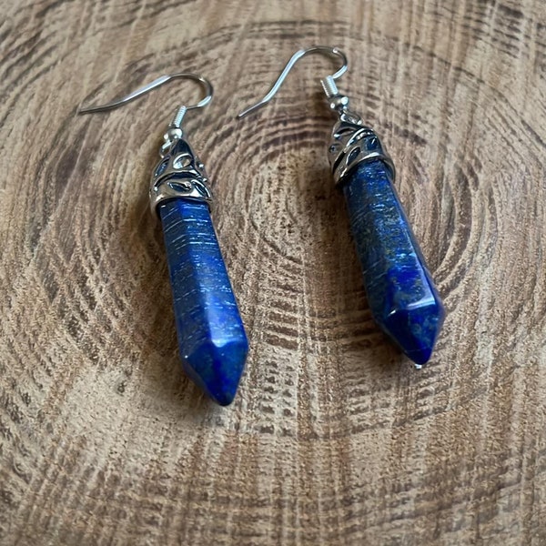 boucles d'oreille lapis lazuli naturel