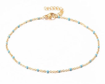 bohemian chic ankle chain in gold stainless steel