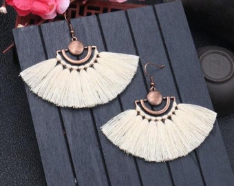 boho pompom earrings