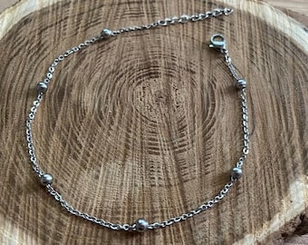 cadena tobillera boho chic en acero inoxidable