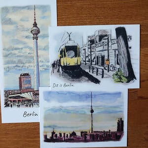 Postkarten, Grußkarten, Berlin Zeichnungen, 3er Set