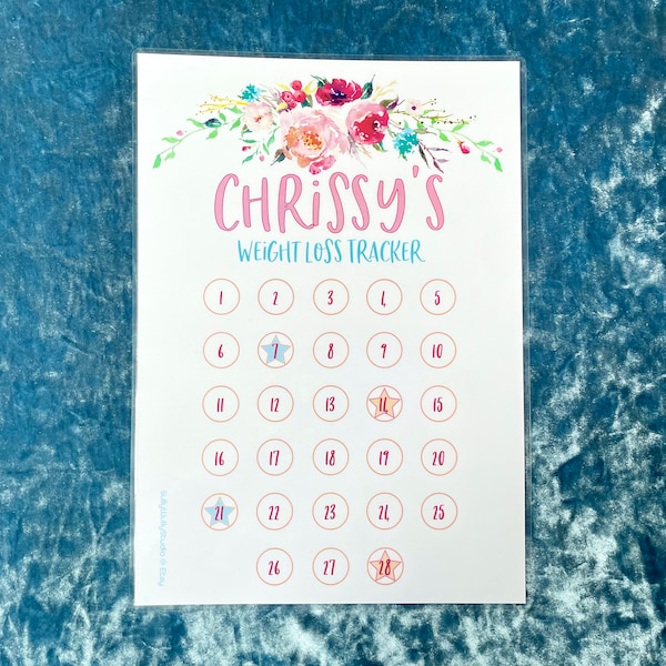 Personalised Weight Loss Chart A4 with stickers - Slimming World Weight Watchers Diet Journey Tracker - 2 Stone (28lb) Goal