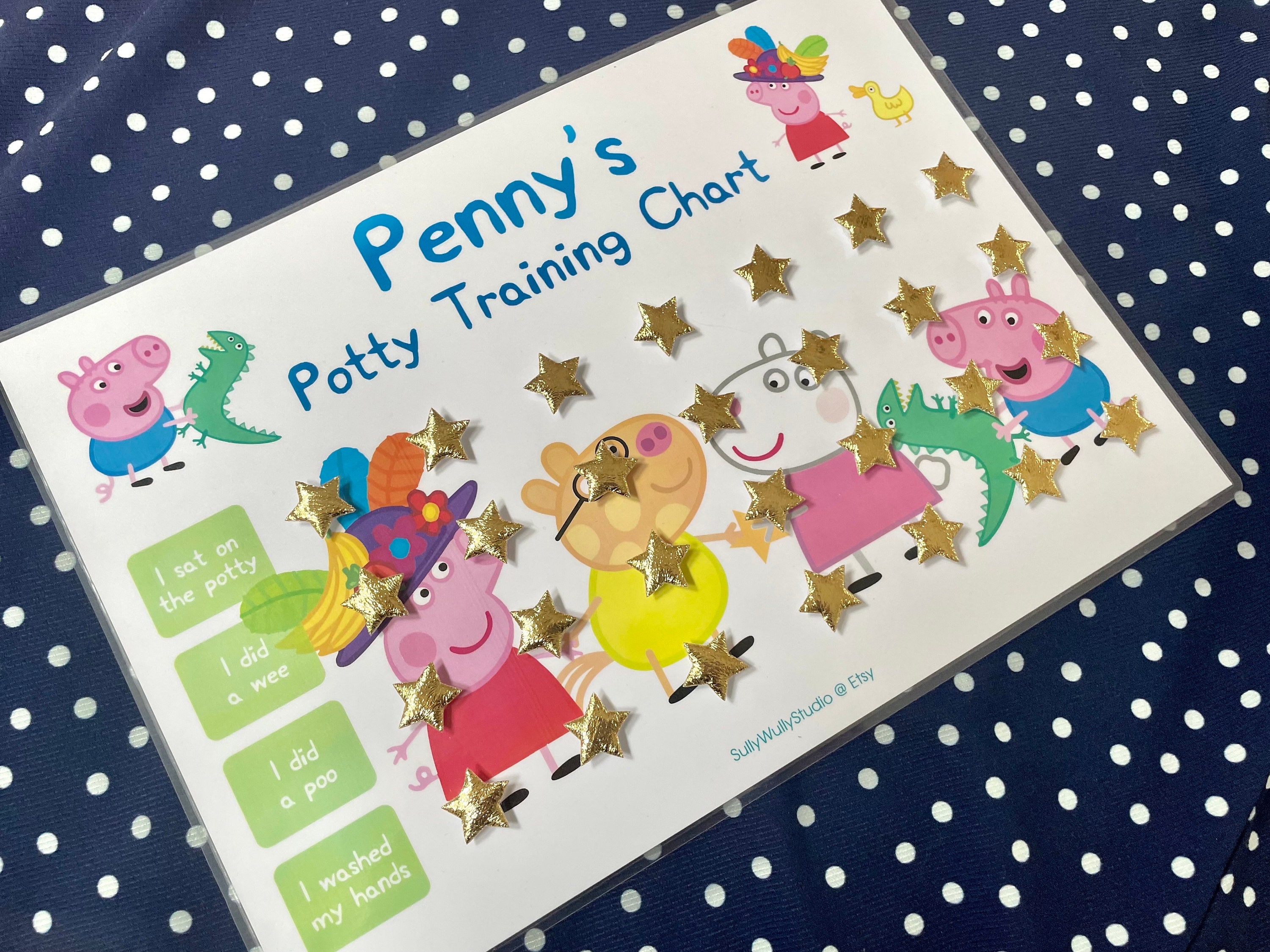 Peppa Pig Potty Training Chart With Velcro Star Rewards no Etsy Canada