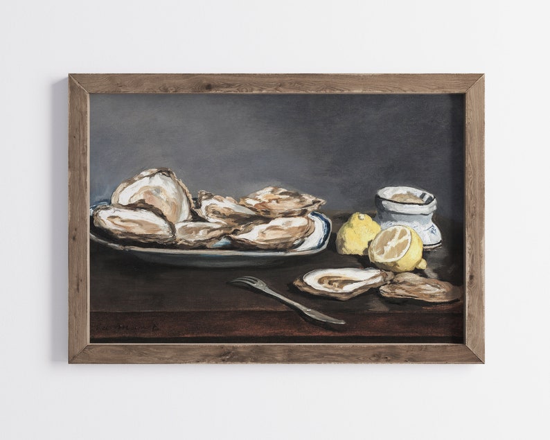 Vintage Lemon Oyster Painting Gallery Wall Art Oyster Art Etsy