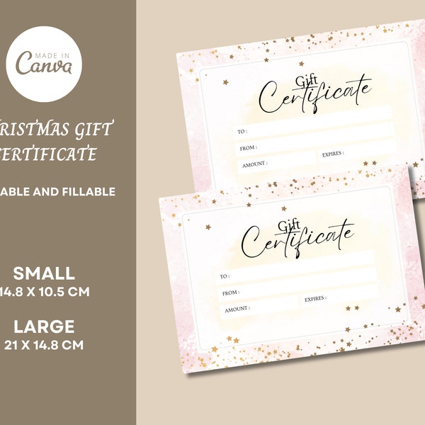 Instant Download Editable Gift Card Voucher Printable Christmas Coupons Gift Certificate Template for Personalized Last Minute Modern Gifts