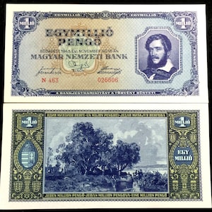 Hungary 1,000,000 Pengo P122(AU) Banknote World Paper Money