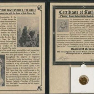 Roman Emperor Constantine I The Great &quot;Hand Of God&quot; Bronze Coin 337-348 AD