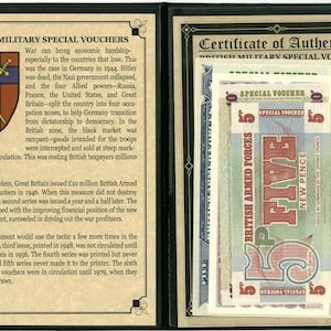 British Military FIVE Banknotes Set UNC COA and History and Album Included