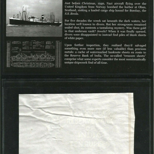 History's Mysteries - WWII Treasure Hunt Wreck Of Breda British India Banknote