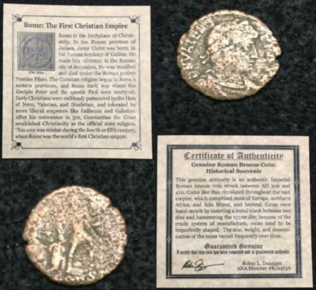 First Christian Empire Roman Bronze Coin 306 - 410 AD - Certified ...