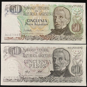 Argentina 2 Banknotes Set 50 Pesos 1976-78, 50 Pesos 1983-85 UNC World Banknotes
