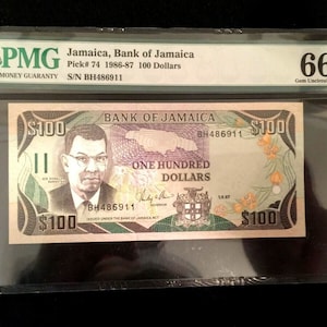 Jamaica 100 Dollars 1986 World Paper Money UNC Currency - PMG Certified