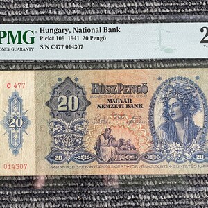 Hungary National Bank 20 Pengo 1941 PMG-25 Very Fine
