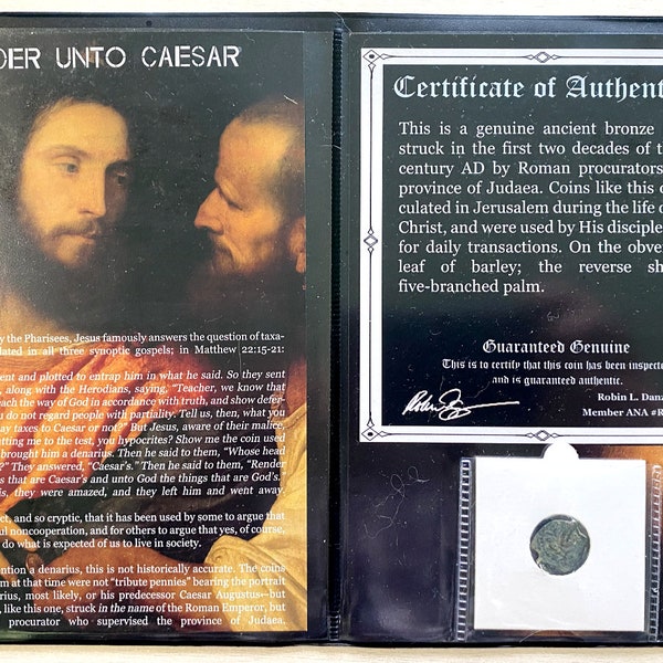 Render Unto Caesar : Judaean coins of Augustus COA and History and Holder and Album