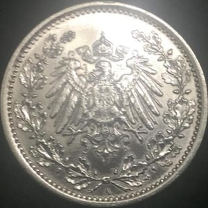 German Half Mark SILVER Coin Year 1905 to 1916