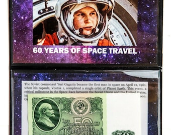 USSR 50 Rubles 1961 Yuri Gagarin: 60 Years of Space Travel COA  and History and Album