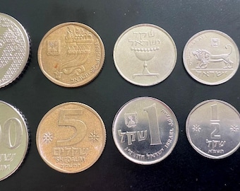 Israel 5 Coins Set 1/2 , 1 , 5, 100 Sheqel, 10 New Agoro UNC & Fine World Coins