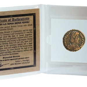 Constantine Dynasty: Roman Bronze Coin 307-363 AD - Certified Authentic Coin COA and History and Coin Holder and Mini Album Included
