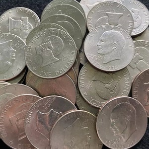 THREE Bicentenial Eisenhower Dollar 1776-1976 Liberty Bell Moon Circulated - 3 Coins
