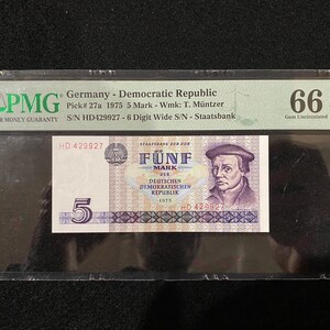 Germany - Democratic Republic 5 Mark 1975 PMG-66 Gem UNC EPQ