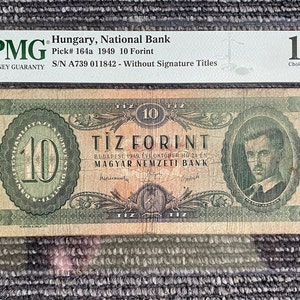 Hungary National Bank 10 Forint 1949 P-164a PMG-15 Fine - RARE BILL