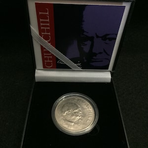 1965 British Crown Coin Sir Winston Churchill SOA and Capsule & Display Box Inc.