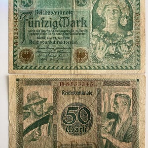 Germany 50 Mark 1920 Berlin Reichsbanknote - 104 Years Old