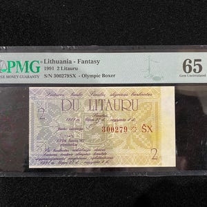 Lithuania 2 Litauru 1991 PMG-65 EPQ UNC