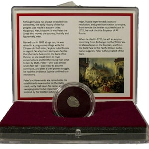 Russian Silver Wire Money Of Peter The Great Kopek Coin SOA and History and Case Included