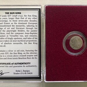 Sun King: Louis XIV Silver Coin In Clear Case and COA and History